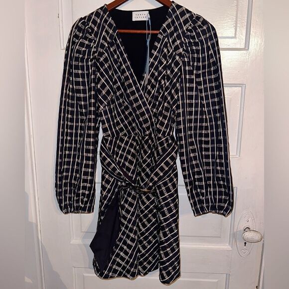 NWTs Tanya Taylor Nicola Puff-Sleeve Belted Check Mini Dress Size 2 - Picture 6 of 13